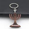 12 Tribes of Israel Menorah Jewish 7 Branch Candle Holder Keychain Jerusalem Temple Religious for Church Bag Pendant