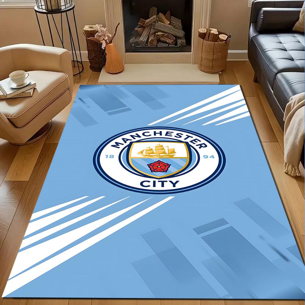 Manchester City FC Logo Rug Patterned carpet, non slip mat suitable for living room and bedroom sofas