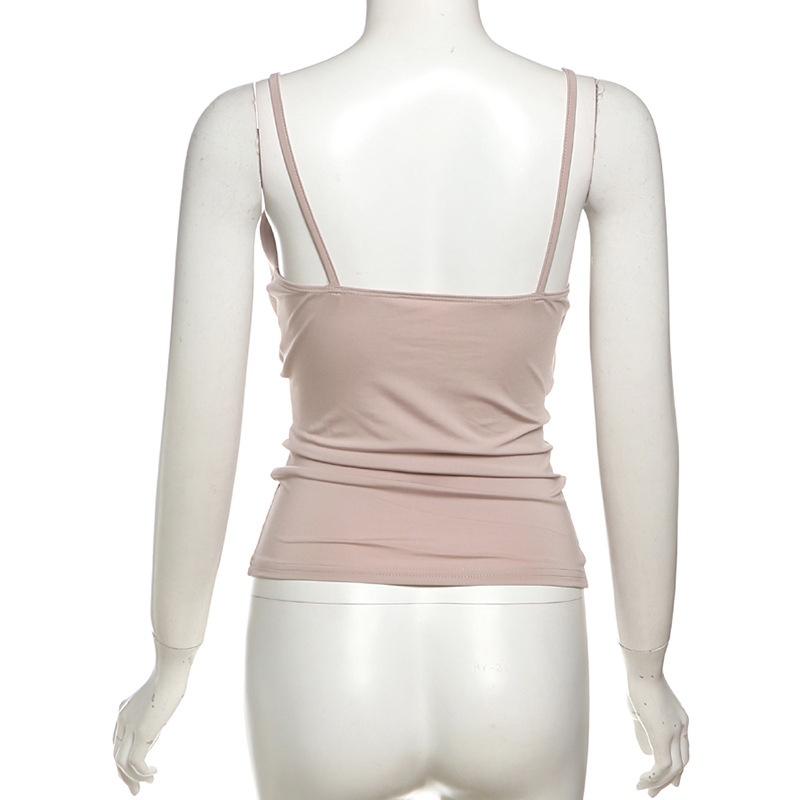 Ins Style Draped Collar Cami Top Women Sexy Pure Desire Spaghetti Strap Vest Summer Daily Wear