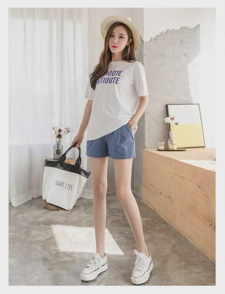 Summer Maternity Loose Fit Three-Quarter Leggings: Fashionable, Casual Shorts