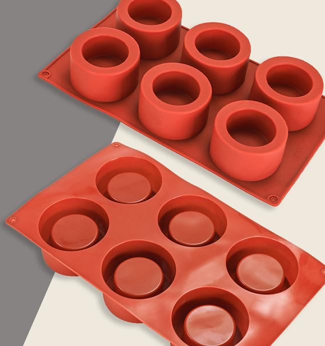 Silicone Mold for Monoportion Cylinder with 6 Slots for Cakes, Desserts