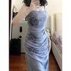 French pure desire wind rose floral suspender dress children slim temperament retro printed long dress new summer