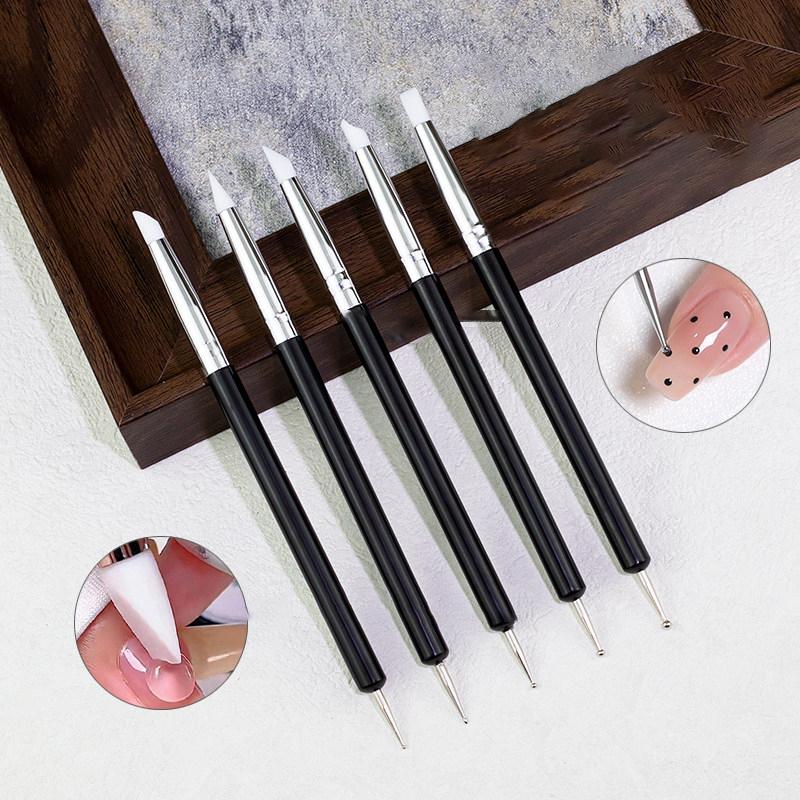 5Pcs/Set Double-Headed Silicone Nail Art Pens  Picker 3D Nail Carving Dotting Manicure Tools For Nail Art Design