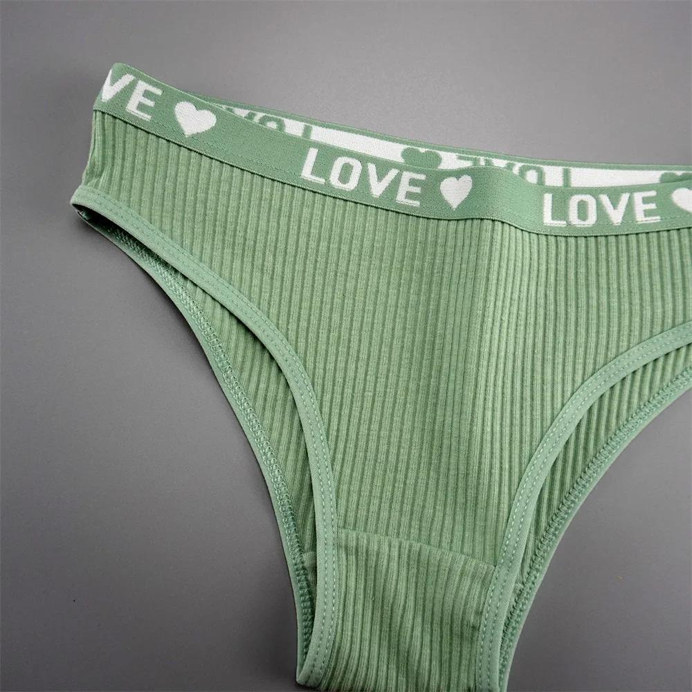 6 PCS/Pack Women Underwears Low Waist Cute Girls' Letters Waistband Cotton Briefs Comfortable Seamless Ladies Lingerie