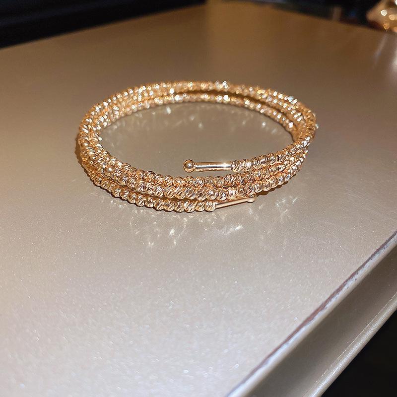 Gold Plated Zircon Titanium Steel Korean Minimalist Bangle | Versatile High-End Bracelet for Women