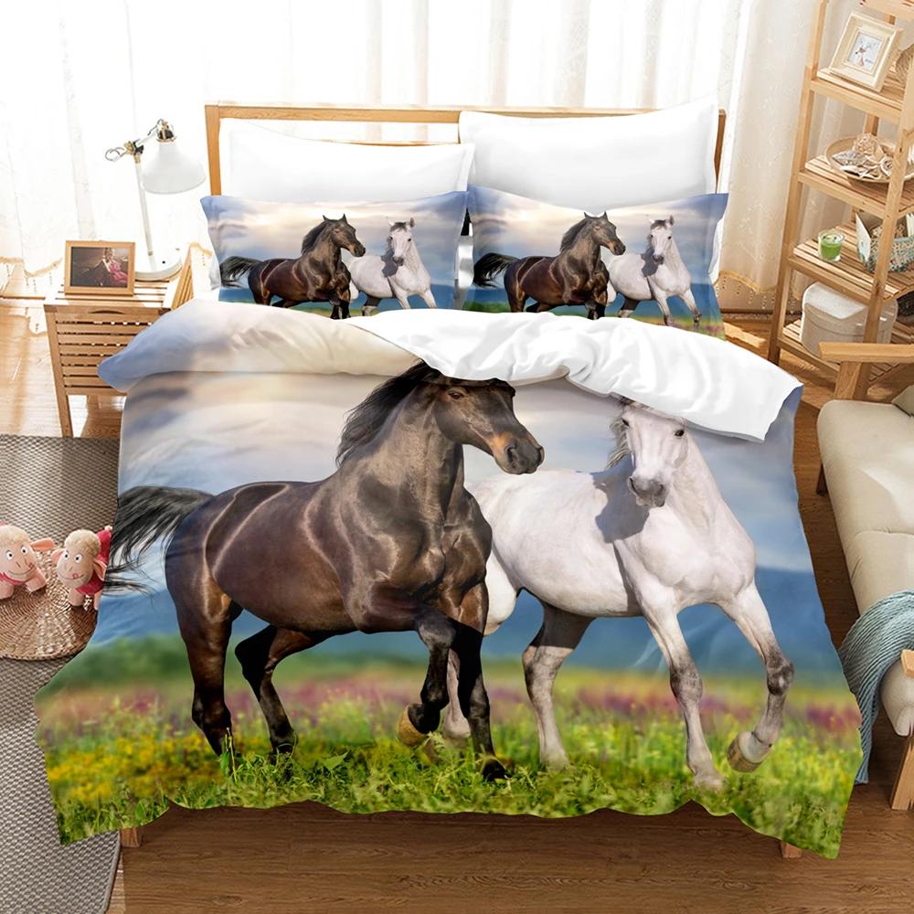 

Comforter 3D Print Horse Bedding Set For King Size 200X200 Double Bed Set 2 People Luxury Quilt Sets Comforter (quilt)-EU Single(135*200cm)3pcs