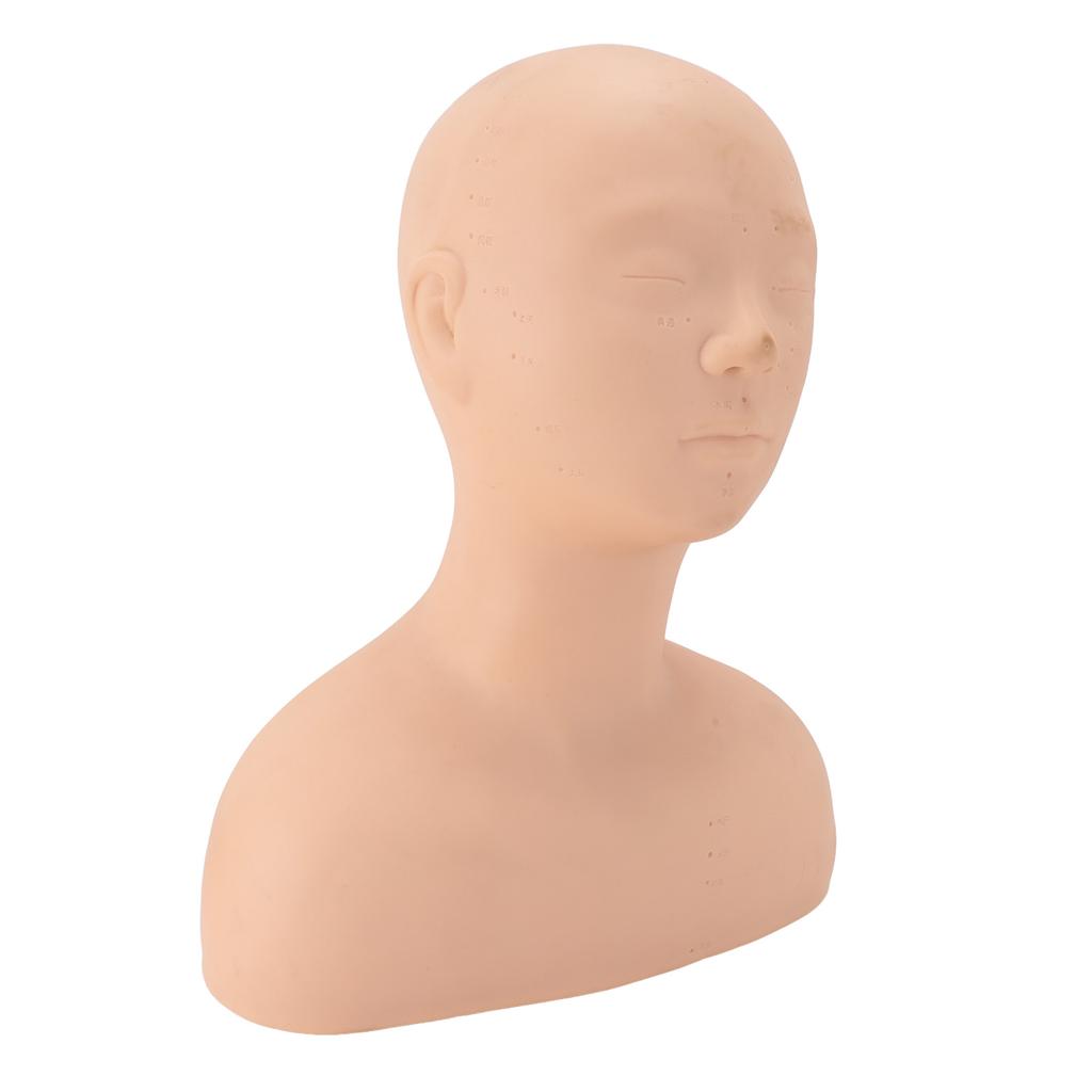 Bald Cosmetology Mannequin Head Realistic Soft Silicone Acupuncture Makeup Exercise Manikin Head