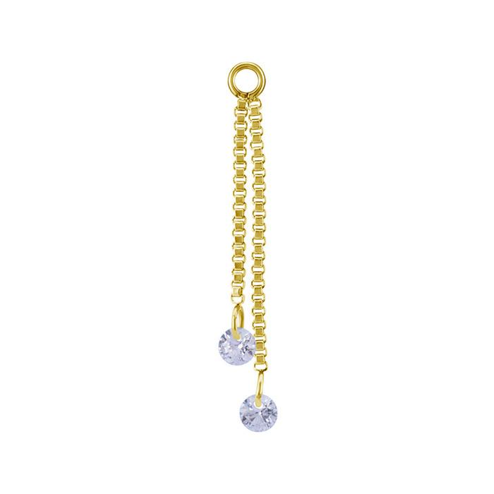 Charm Chain With White Zircons - Gold - D-071 25 Mm