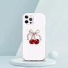 Cute Cherry Bow Luxury Phone Case For iPhone 18 16 15 14 13 12 11 Pro Max XS X XR SE 7 8 Plus Soft Silicone Clear Cover