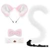 Handmade Plush Mouse Ears Headband With Tail Set Cosplay Animal Ear Costume Accessory Halloween Party
