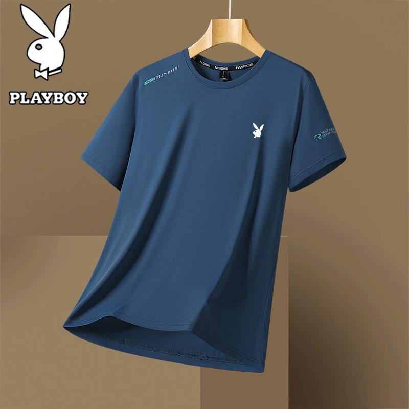 

PLAYBOY Men s Ice Silk Breathable Round Neck T-Shirt L