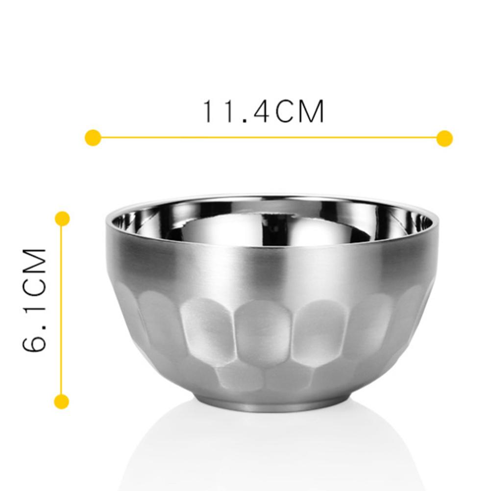 304 Stainless Steel Double Layers Insulated Bowl Silver 11.4cm Practical Rust Resistant Fingerprint Proof