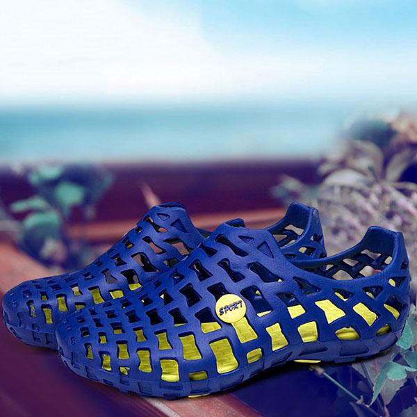 Spring Summer Women's Plus Size Wading Shoes Men's Casual Beach Sandals Non-slip Roman Sandals Solid Color Hollow Couple Shoes