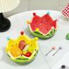 Ceramic Watermelon Snacks Platter Includes 6 Stainless Steel Fruit Forks Tableware For Family Gatherings Barbecues