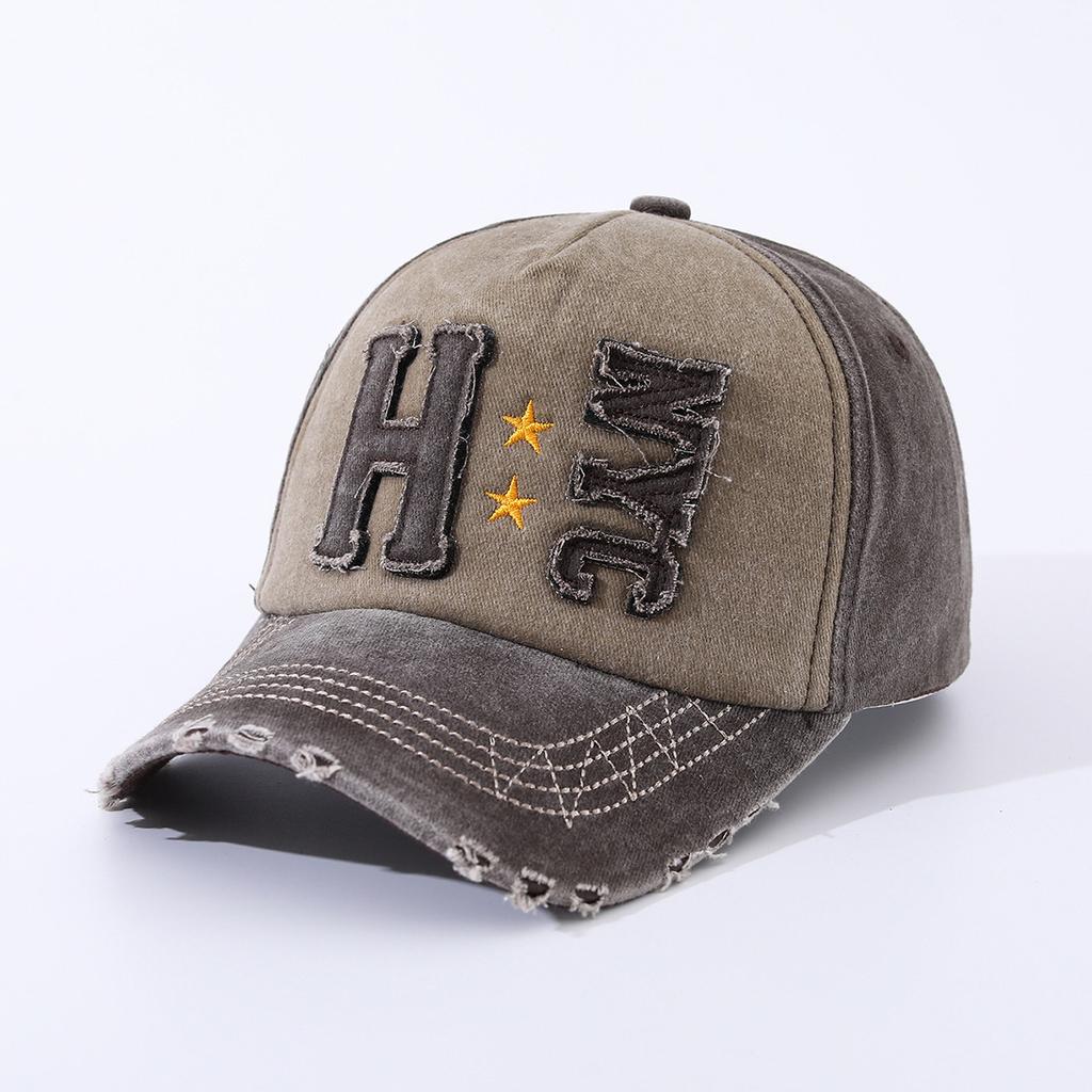Washed Cotton Patch Embroidery Sun Protection Cap Baseball Cap Sun Hat Outdoor Hat Trend Men'S And Women'S Duck Tongue
