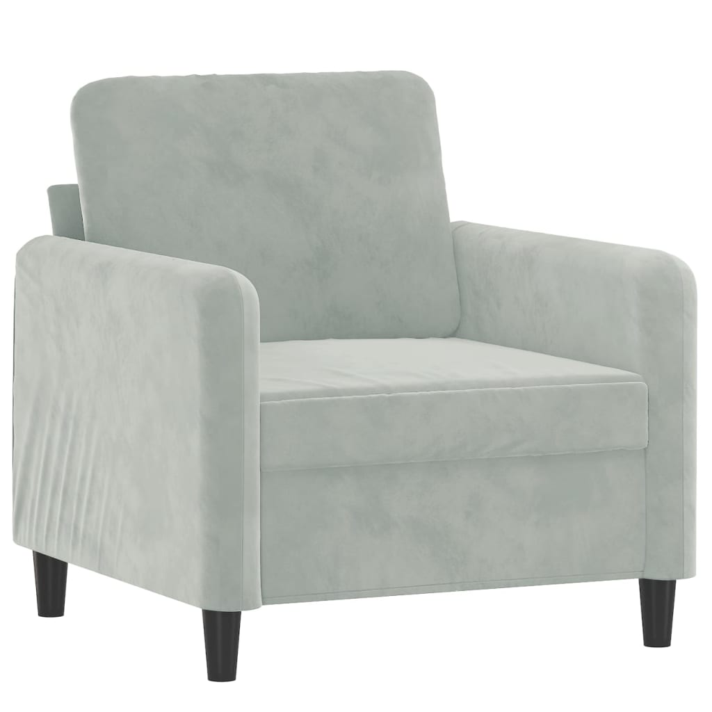 Armchair with Footstool Light Grey 60 cm Velvet