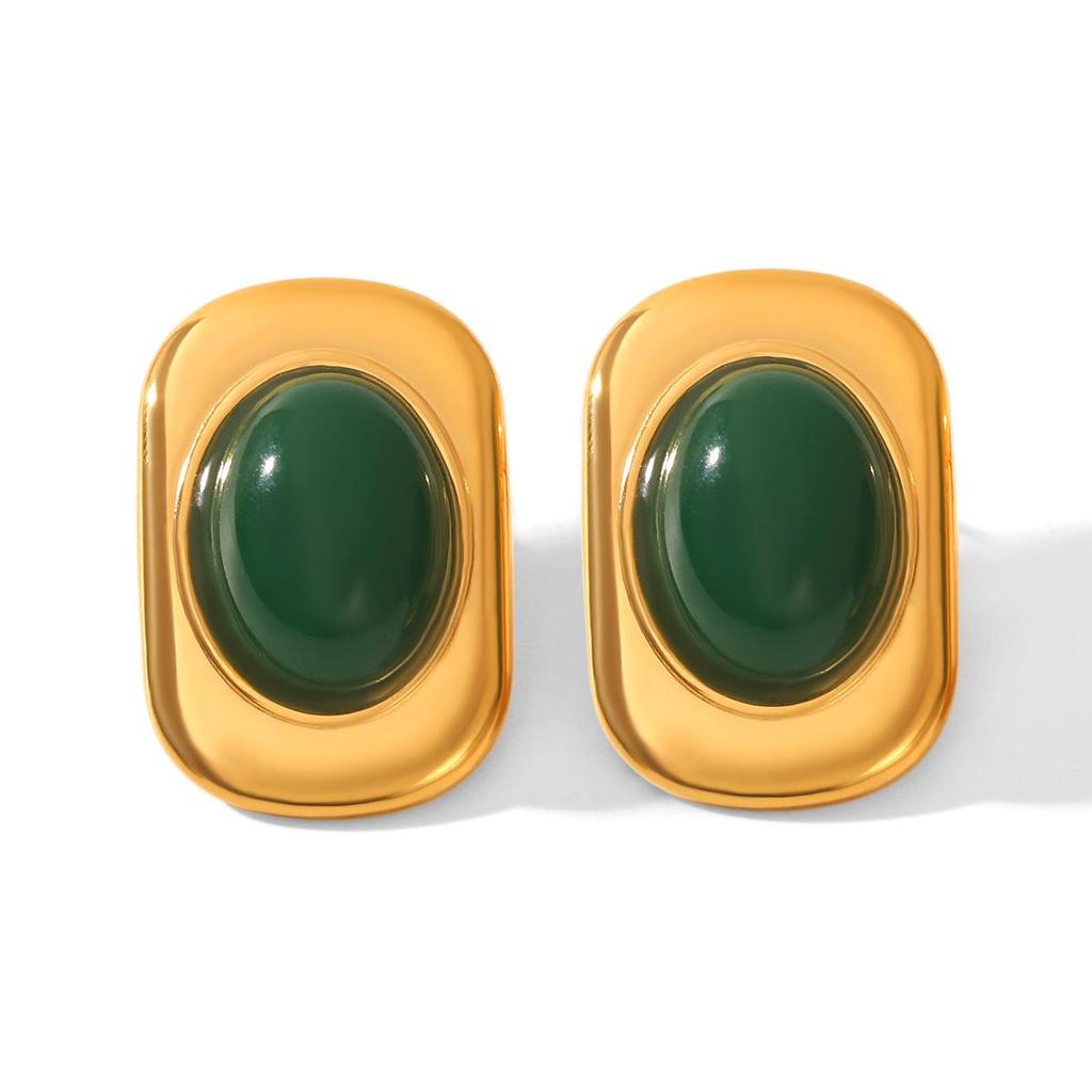 Retro Edelstahl 18k Gold Ohrringe: Nicht verblassende Titan-Ohrstecker, INS-Stil Leichter Luxusschmuck für Frauen