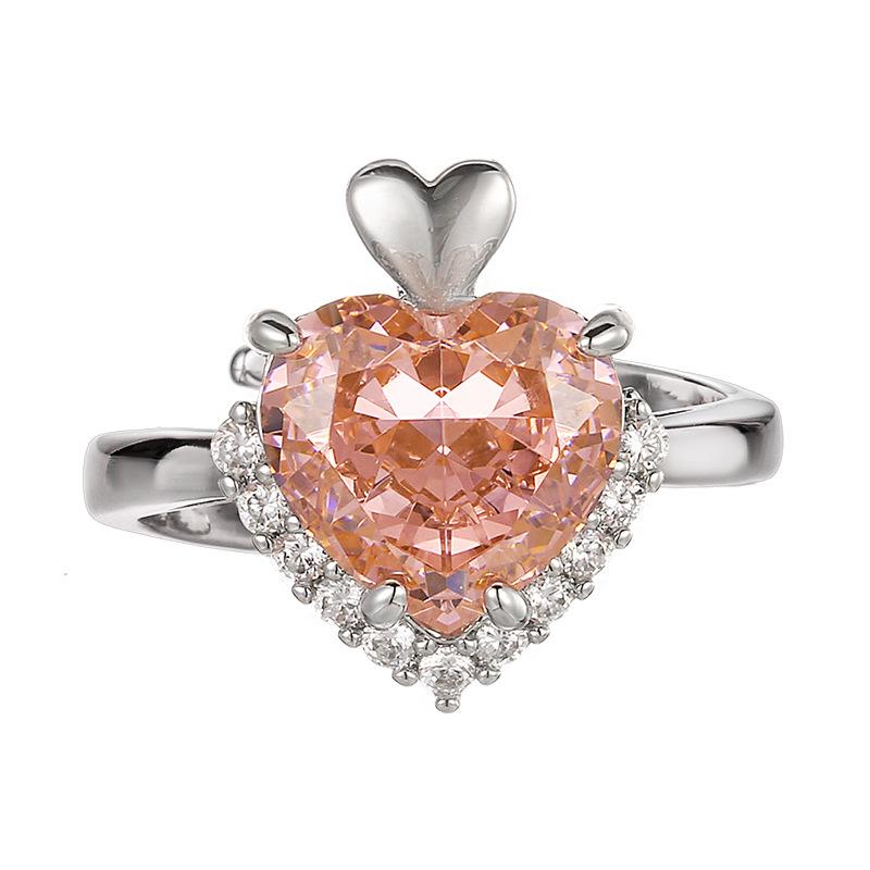 Šperky Nová súprava Vysoko uhlíková Papalacha Náušnice v tvare srdca Prsteň Náhrdelník Módna ľahká luxusná pre ženy