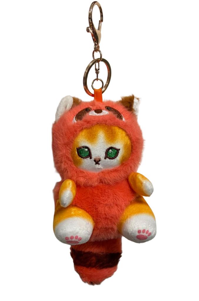 Cute fluffy cat plush Mofu set Plush cat keychain, Sand, 4-color (gray, brown, orange, beige) keychain, [Product]