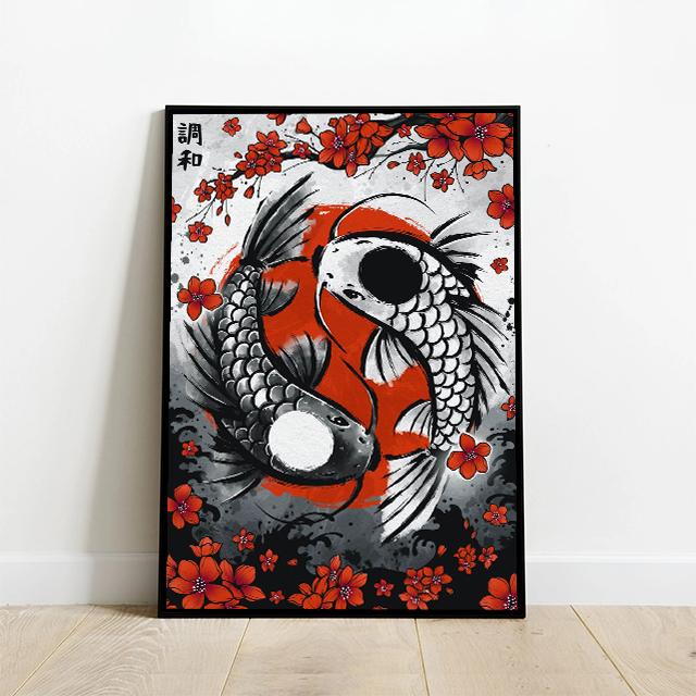 Japanese Ink Wash Painting, Torii, Crane, Samurai Geisha, Koi Carp, Art Canvas Prints, Wall Art, Home Decor Mural