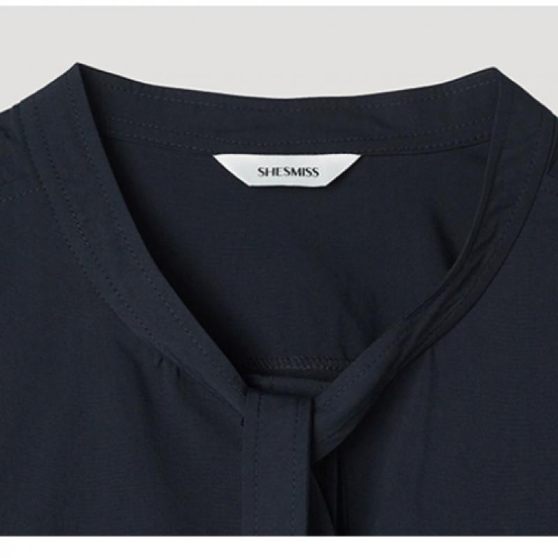 [She S miSS] Cotton Blend Open Tie blouSe Swwblp21030 Dn