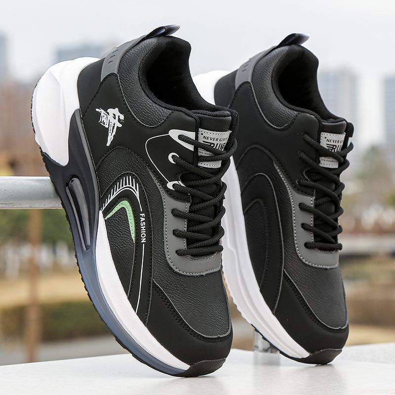 2025 Men's Winter Leather Running Shoes - Waterproof, Velvet-Lined, Warm Casual Sports Sneakers