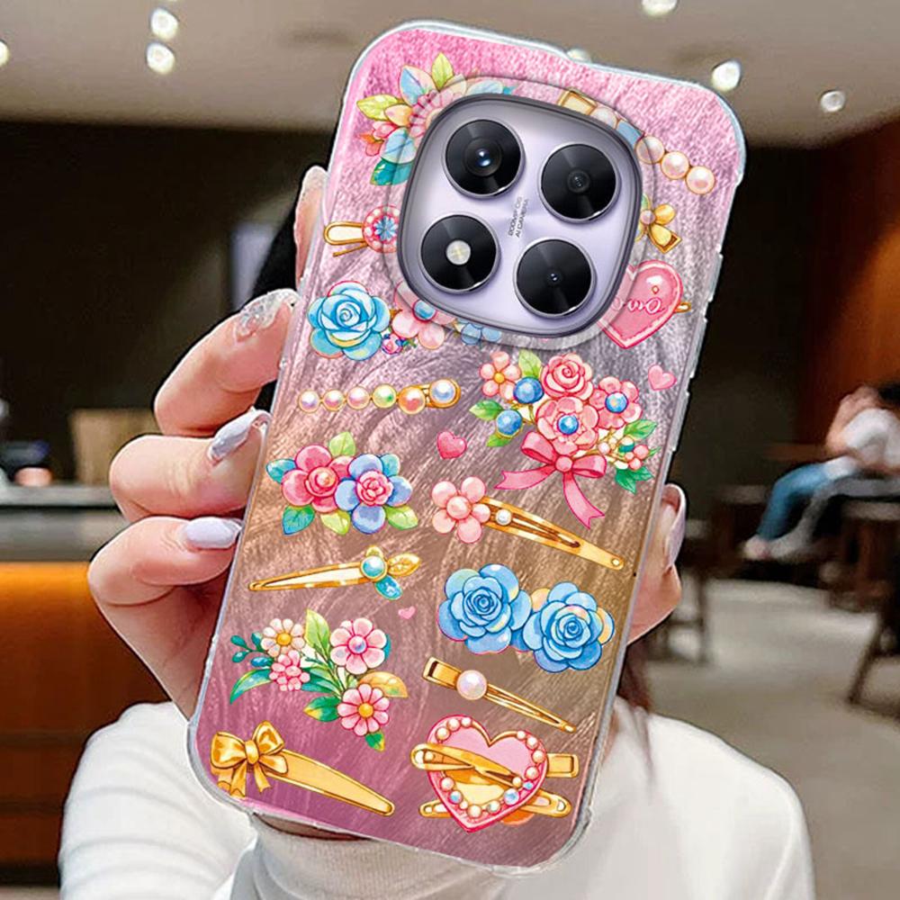 Blue Bow Green Heart Love Phone Cases For Xiaomi Redmi Note 14 13 Pro 14C 13C A5 A4 A3 4G 13T 14T Silicone Couple Fundas Cover