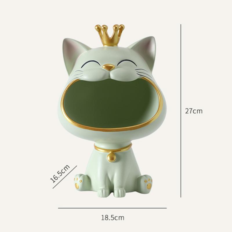 Lucky Cat Statue Sculpture Table Decoration Miniature Figurine Sundries Storage Box Modern Living Room Desk Home Decor Gift