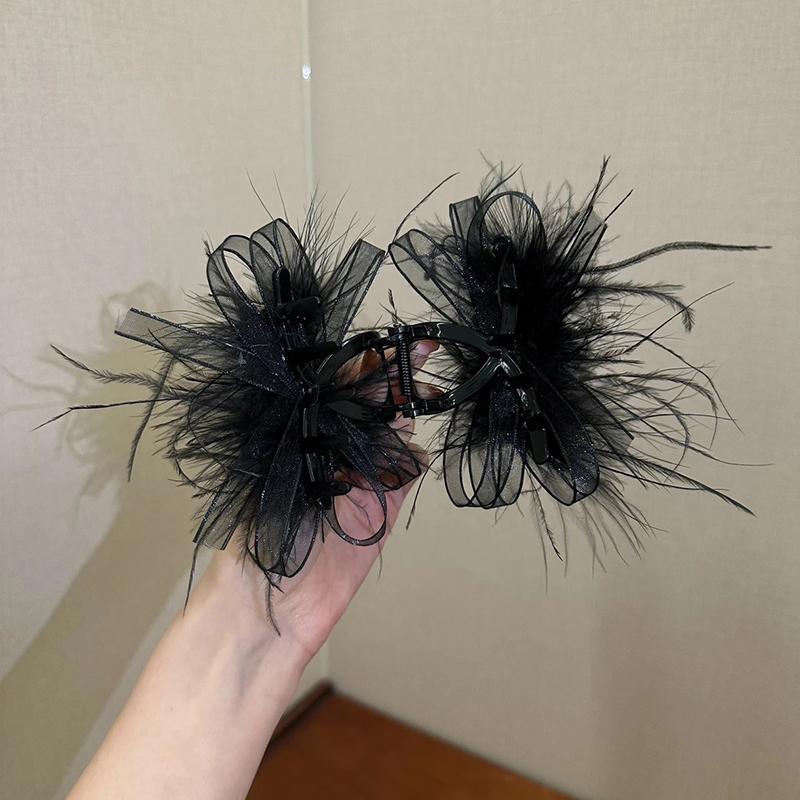 Flower Feather Girls Puffy Hair Claw Rope For Women Simple Temperament Scrunchies Ladies Hair Accessories
