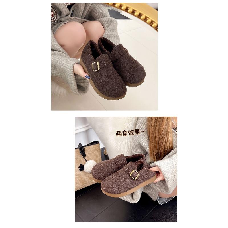 Women S Winter Faux Fur Lined Flat Casual Slip On Shoes