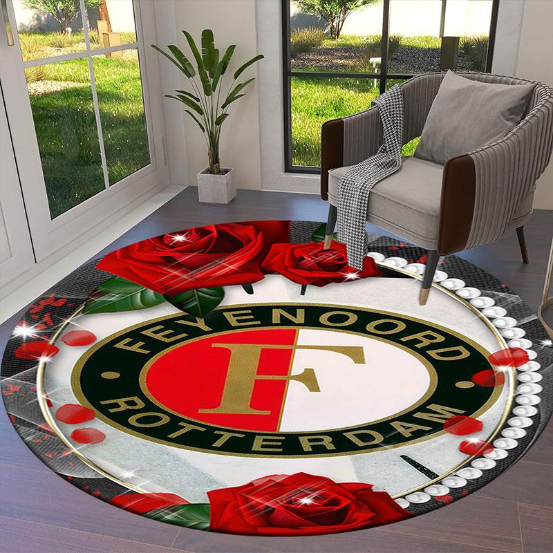 Feyenoord Round Area Rug,Carpet Rug for Living Room Bedroom Sofa Playroom Decor,Non-slip Floor Mat