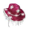 Star Tassel Hat Rose Red Western Cowboy Hat Star Party Hat Blue For Costume Event Festival Cowboy Theme