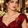 Large Crystal Rhinestone Brooch Water-drop Dangle Brooch Elegant Crystal Brooch  Evening Gown