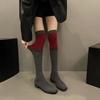 Fashion Thigh High Women Boots Over The Knee High Elastic Stretch Color Block Shoes Sock Long Zapatillas Mujer