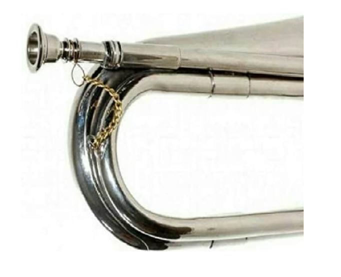 Nickel Silver Bugle with Nickel Mouthpiece | Traditional Indian Wind Musical Instrument