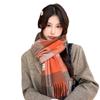 Korean Style Gentle Purple Imitation Cashmere Scarf Versatile Plaid Tassel Scarf Autumn and Winter Warm Plus Velvet Shawl