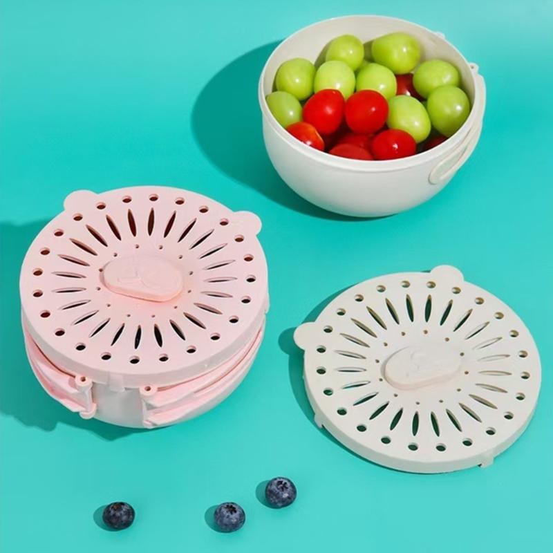 Kitchen Vegetable Drainer Container with Foldable Handle Dishwasher Safe Basket For Produce Washing Organizing