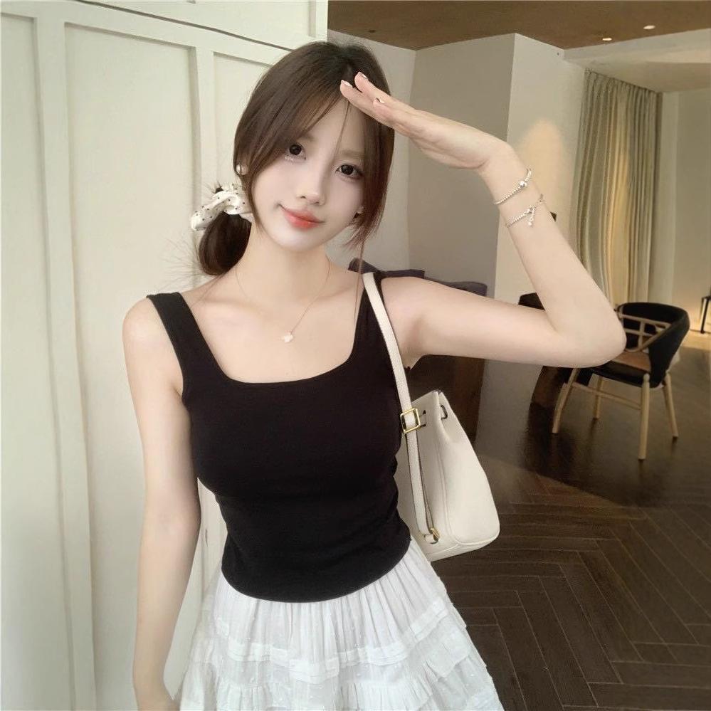 A #New Sexy Spice Girl Slim Versatile Halter Pure Cotton Suspender Vest Integrated Breast Cover with Chest Pad