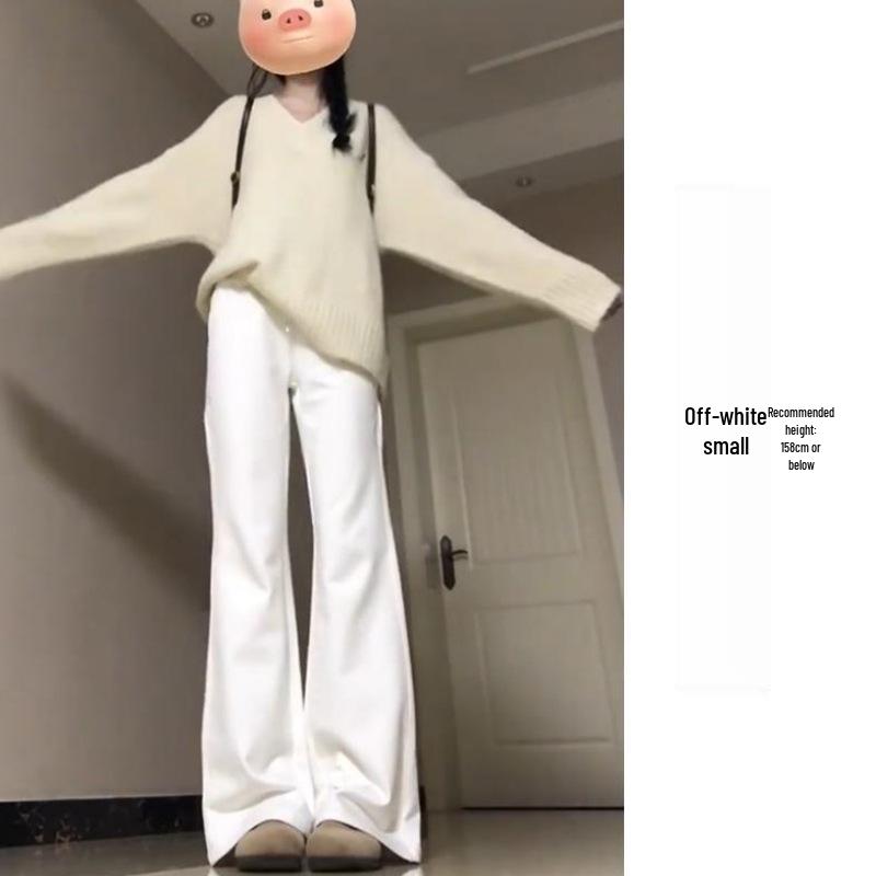 Women's High-Waisted Fleece-Lined Micro-Flare Sweatpants - 2025 Spring/Autumn/Winter Collection: Slimming, Casual, Thickened Flare Pants.