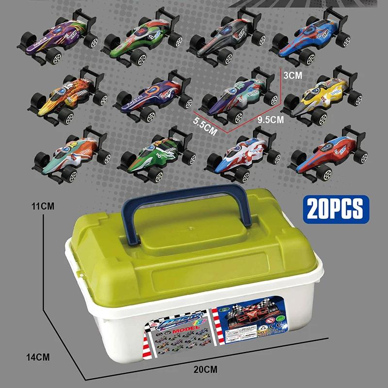 Mini Alloy Car Model Set with Storage Box Pullback Diecast Cars Toys for Boy Birthday Gifts Sliding Inertia Vehicle Children Toy
