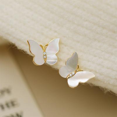 Brincos de borboleta para mulheres 925 prata cor agulha brinco temperamento simples brinco elegante doce jóias presente