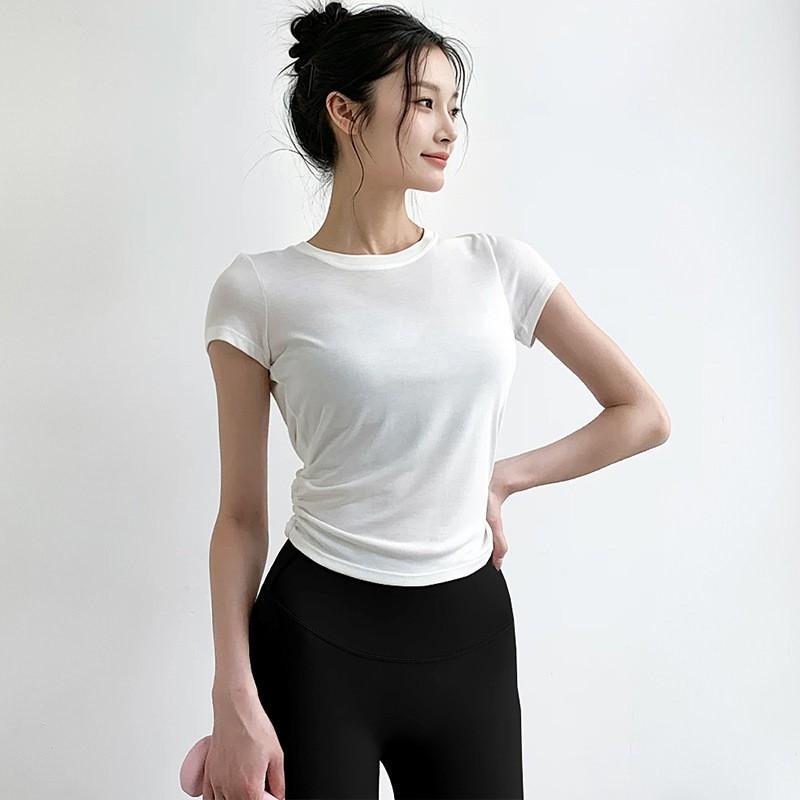 Womens Short Sleeve Yoga Tight Top Slim Fit Sports Running Training Gym Wear