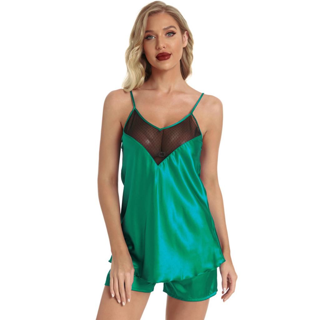 Personalized Custom Lace New Pajamas Ice Silk Imitation Silk Suspenders Shorts Hot Suit Summer