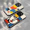 Minimal Bauhaus Pattern Phone Case For iPhone 17,16,15,14,13,12,11 Plus,Pro Max,XS,Colorful Silver Black Cover