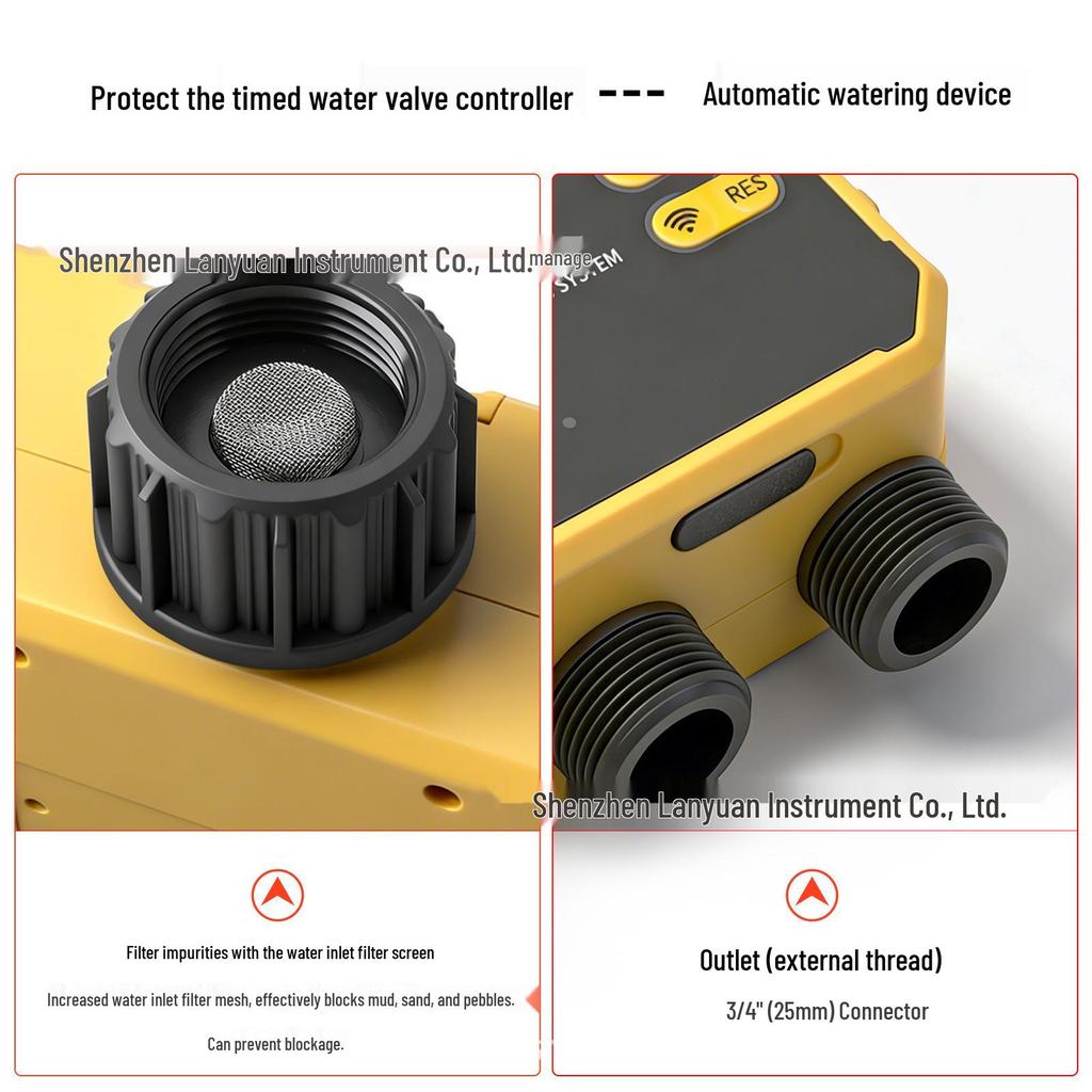 Graffiti Solar-Powered Smart WiFi Water Valve Control for Automatic Four-Way Irrigation and Remote Flower Watering Timer