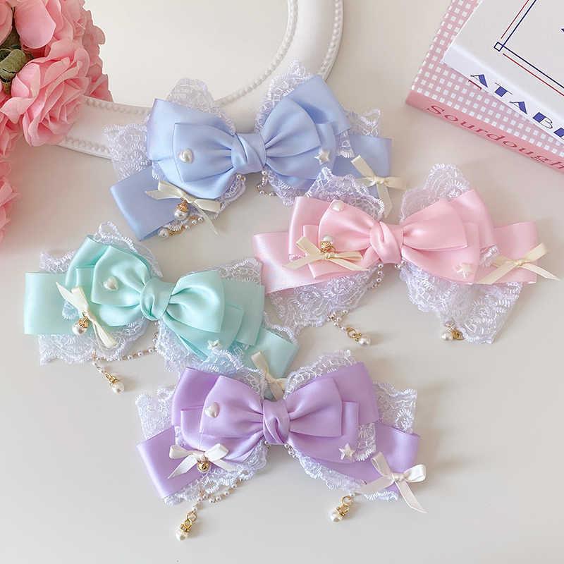 Cute Baby Bows Hair Clip For Kids Girls Solid Color Hairpins Barrettes Handmade Headwear Hair Accessories Princess Lolita Hair Clamp