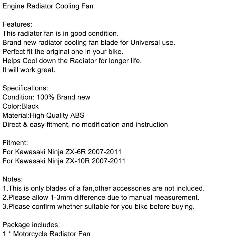 Lopatka chladicího ventilátoru chladiče motoru pro Kawasaki Ninja ZX-6R ZX-10R 2007-2011