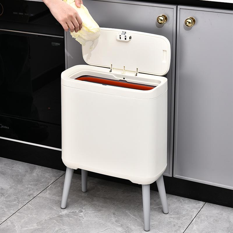 Schub-Mülleimer mit Deckel, Großes Fassungsvermögen für Wohnzimmer/Badezimmer