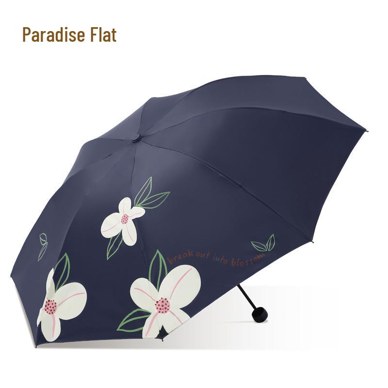 Paradise Umbrella UV Protection Women's Cartoon Sunshade: Lightweight, Portable Black Glue Folding Umbrella for Rain or Shine