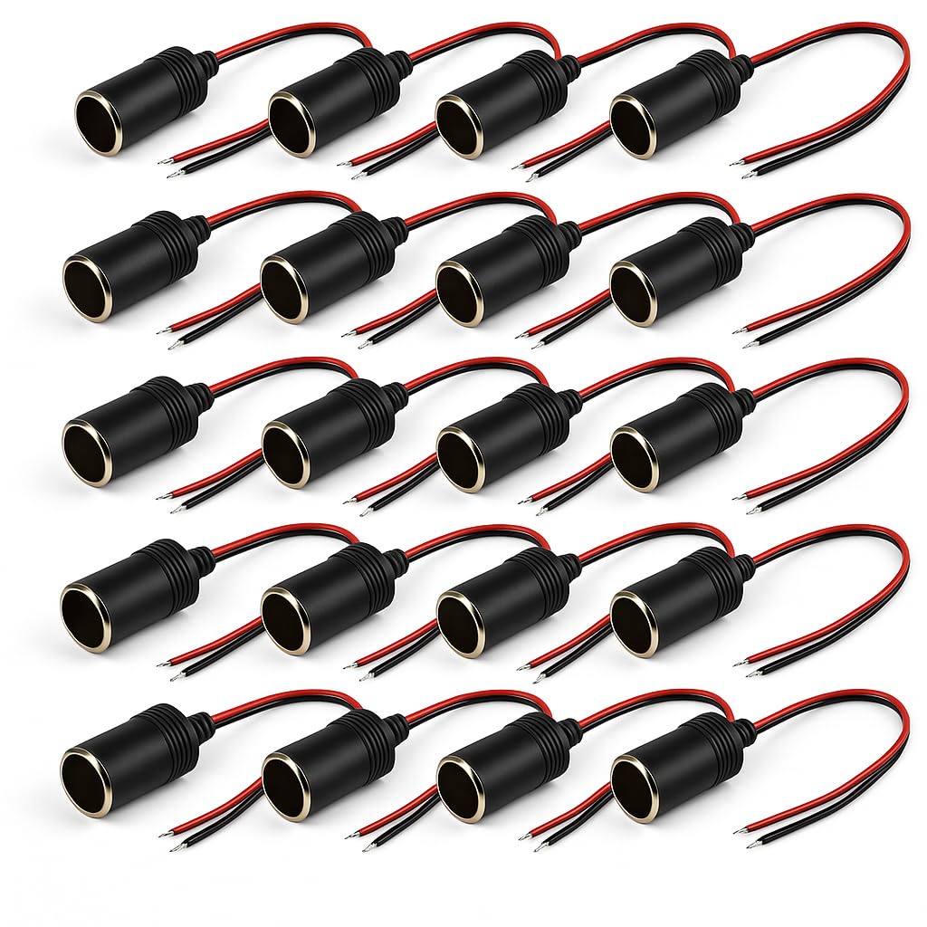Cigarette Lighter Power Female Cable 20 Pieces (S-Net) Socket, Socket, Charger, 12V/24V Compatible, Terminal, Included, Switch, Heater, SN-216-CG2,